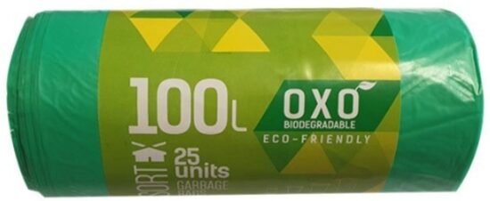 Atkritumu maisi HDPE BIO, 100l, zaļas, 70x100cm, 18mk, 25gab